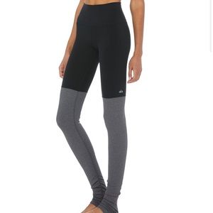 alo yoga high waist goddess leggings black/grey xs